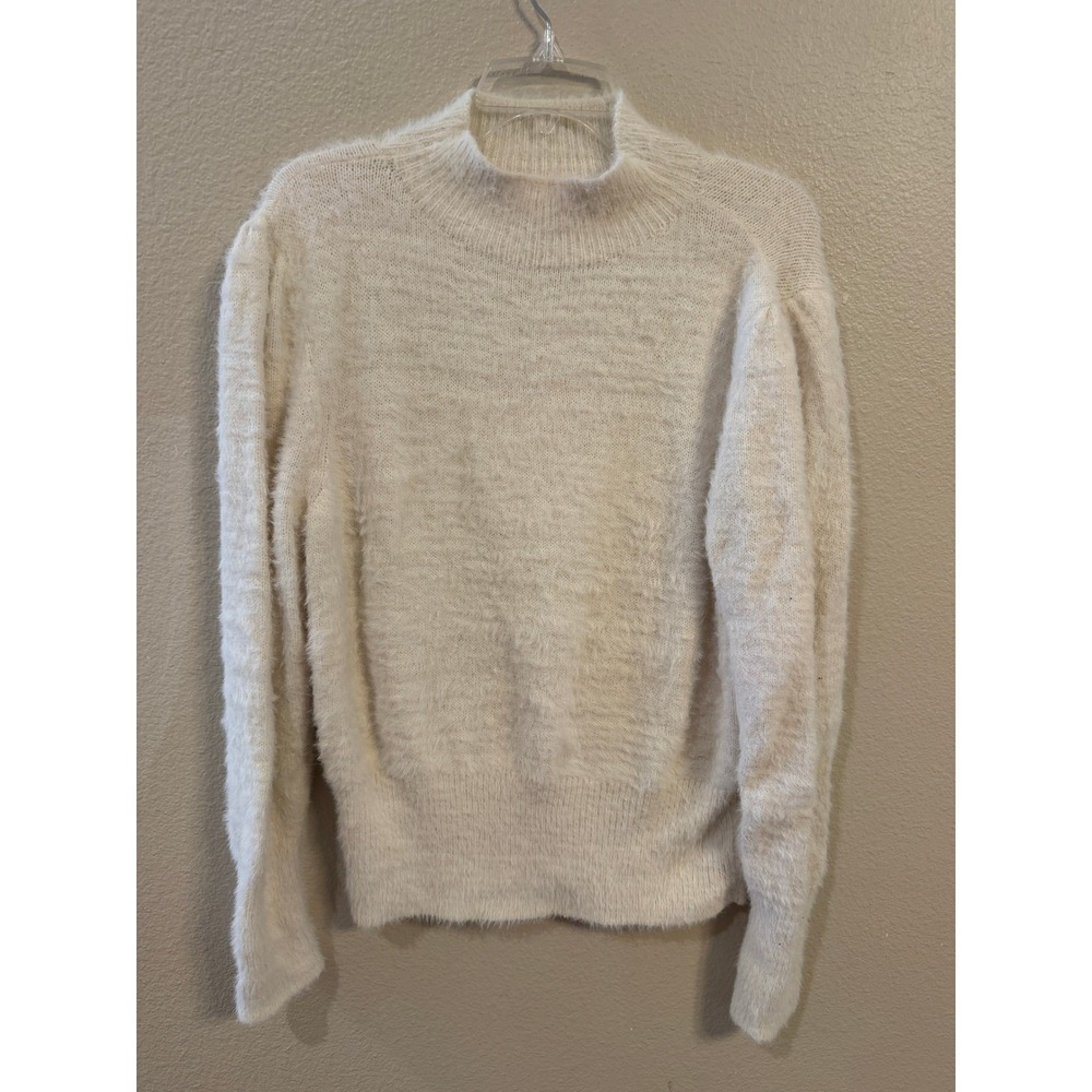 Marled Reunited Clothing Sweater Womens Large Ivory Excellent Puff Mock Neck